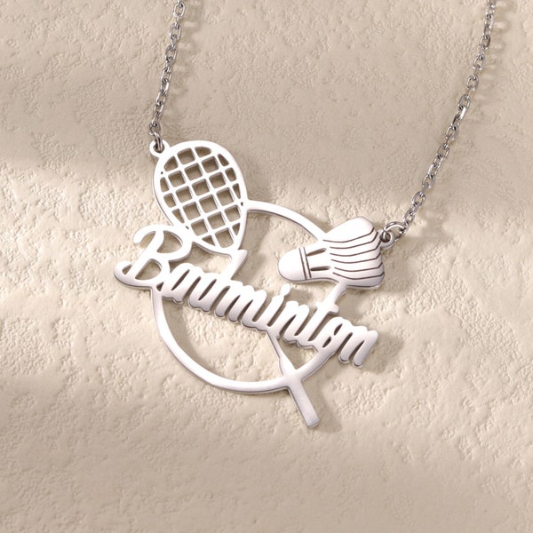 Personalisierte Badminton Kette mit Namen| Personalisierte Sport Namenskette| Shuttlecocks Anhänger Halskette| Badminton Fan Geschenk| Sport Team Coach Geschenk