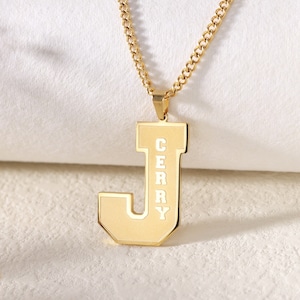 Custom Engraved Letter Necklace with Name|Minimalist Inital Letter Necklace|Personalized Gold-filled Letter Necklace|Monogram Necklace