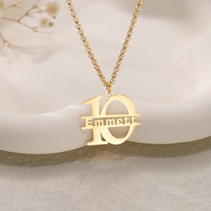 Tiny Name and Number Necklace|Boys Baseball Number Necklace|Football Number Pendant|Sports Team Number|Birth Date Necklace|Gift for Kids