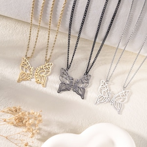 Benutzerdefinierte Zwei Schmetterling Halskette|Beste Freunde Halsketten Set|Personalisierte BFF Halskette für 2|Schmetterling Flügel Freundschaft Halskette|Soulmate Halskette