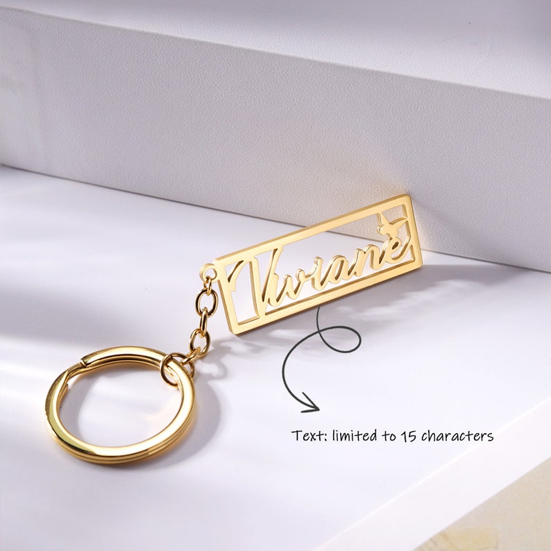 Personalized Name Keychain with HeartCustom Letter Key ChainYour Name KeyringsName Key Chain with Multiple FontsBirthday Gift for Women image 3