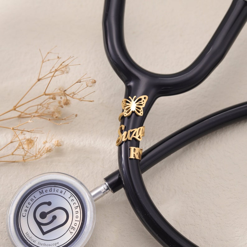 Butterfly Stethoscope Personalized Name TagBirthflower Stethoscope ID TagStethoscope CharmGift for Nurse Graduationfor DoctorRN Gift image 1