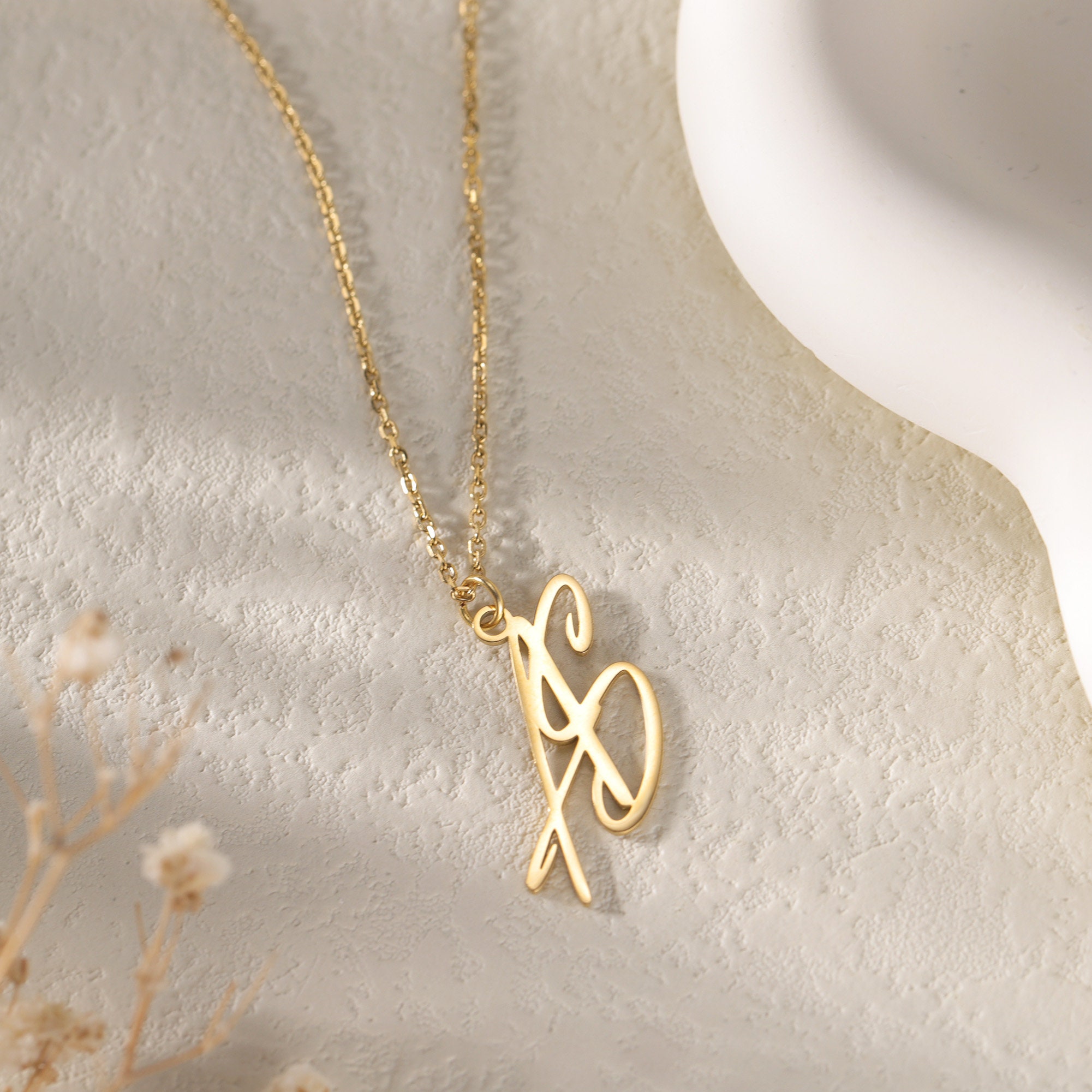 Personalized Two Initial Necklace, Custom Couple Letter Necklace, Double Letter Pendant Jewelry, Christmas Gifts, Gift for Her