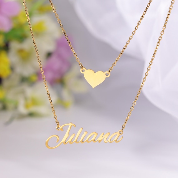 Layered shop nameplate necklace