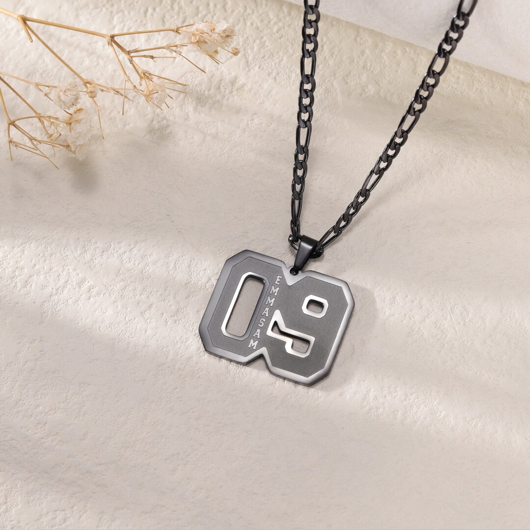 Custom Engraved Sport Number Necklace With Nameyear