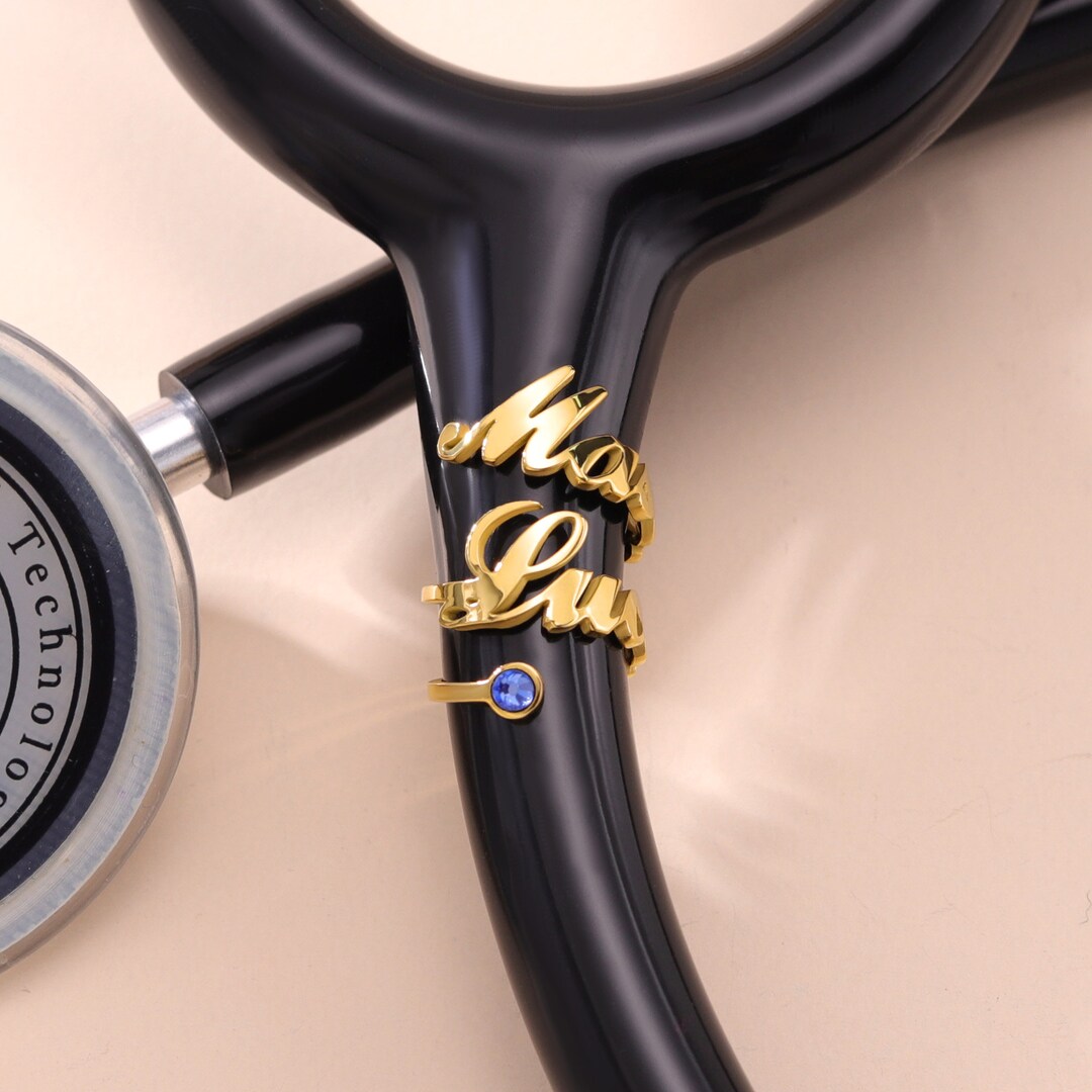 Stethoscope ID Tag With Birthstonestethoscope Personalized 2 Names Tag