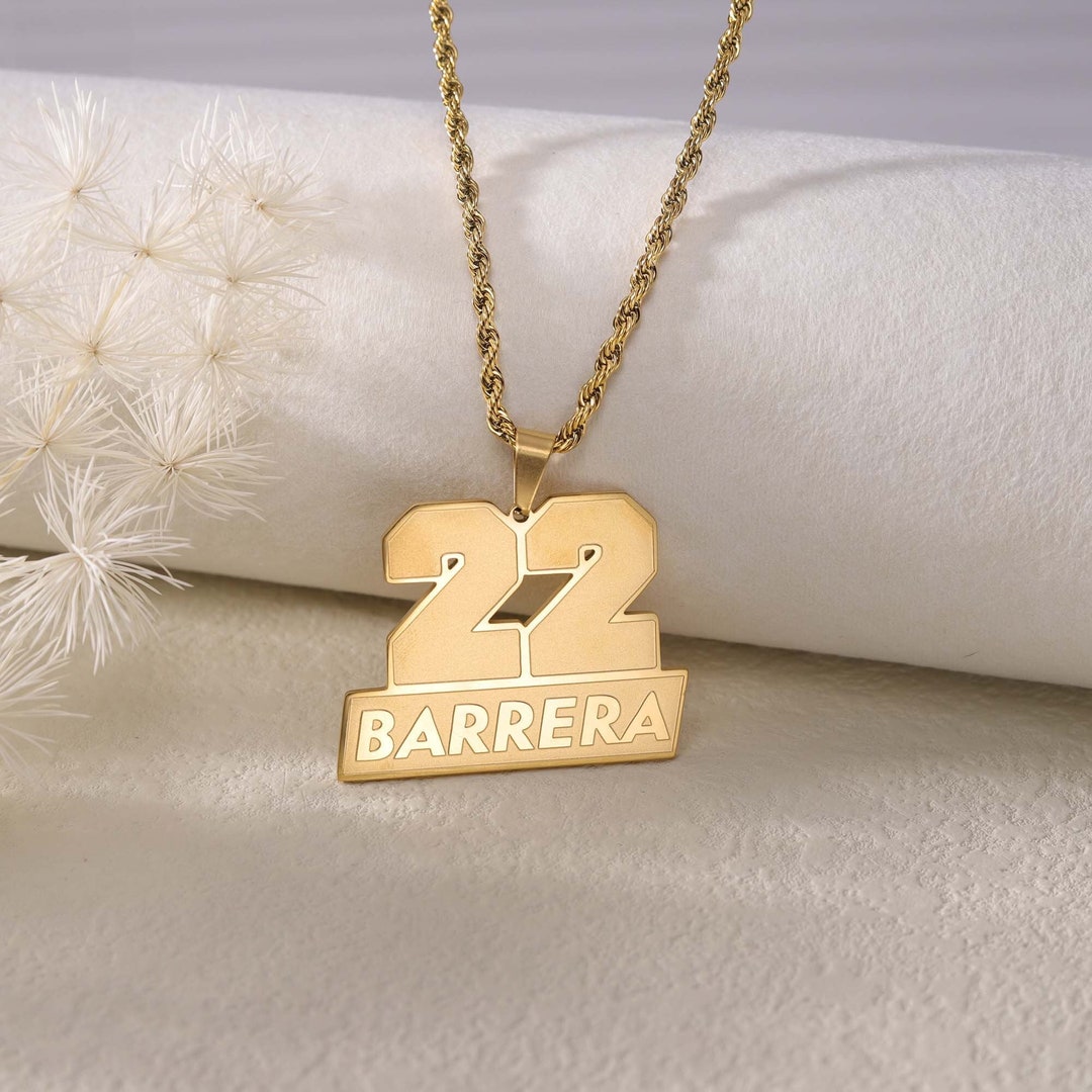 Custom Number and Name Necklace for Men099 Athletes Jersey Number