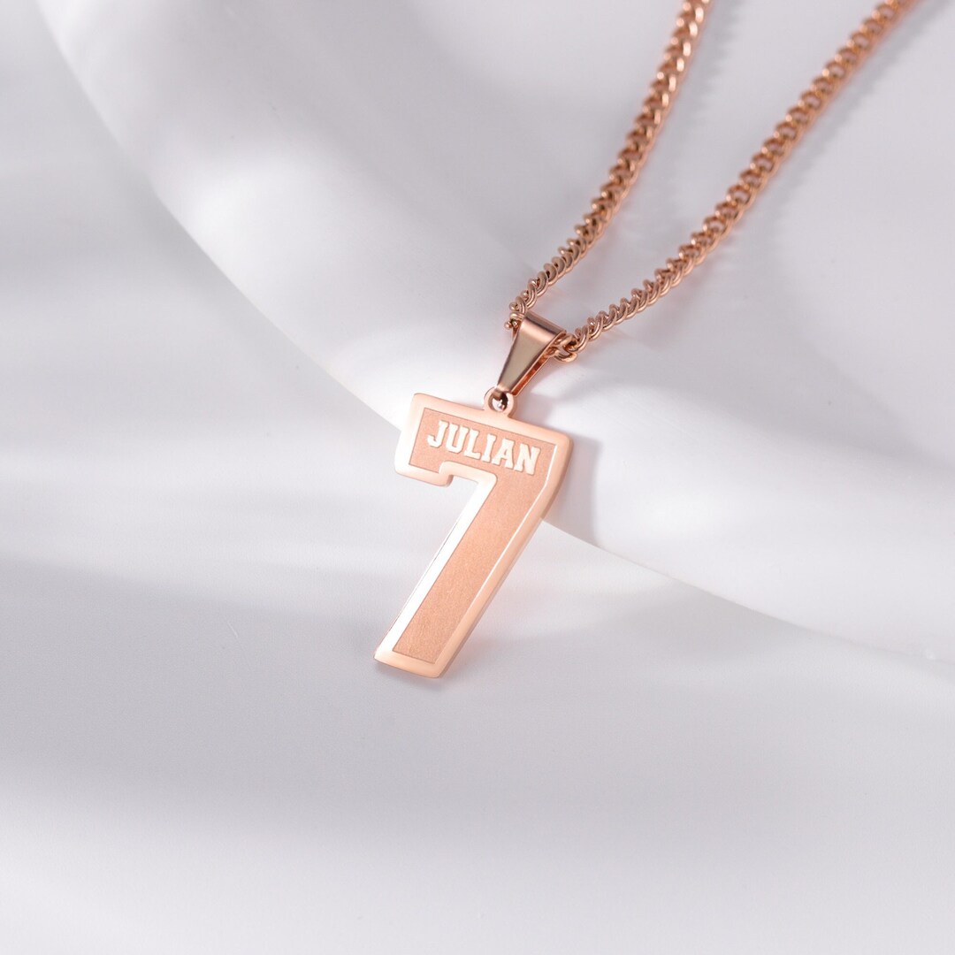 Custom Engraved Sport Number Necklace Curb Chainyear