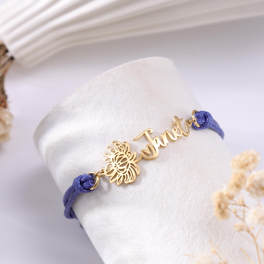 Personalized Birth Flower Bracelet|sailing Rope Mom Flower Bracelet ...