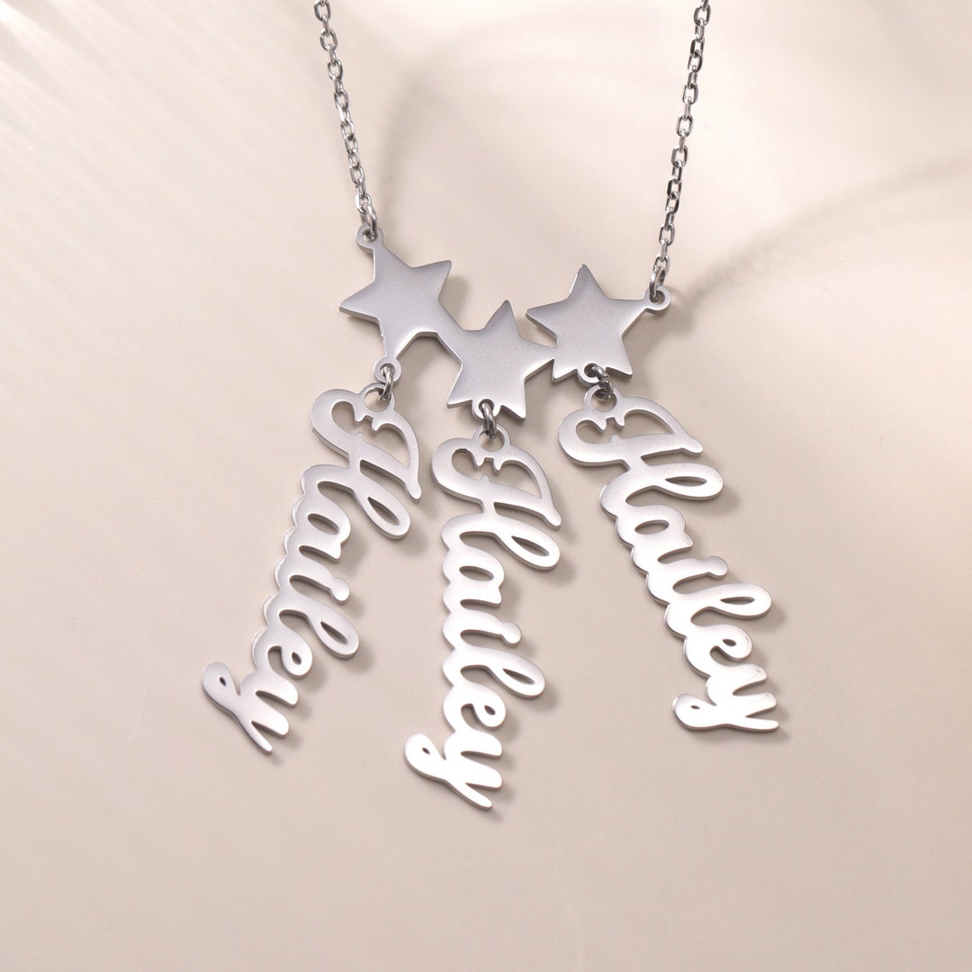 Personalized Multi Stars Name Plate Necklacecustomized Star Charm