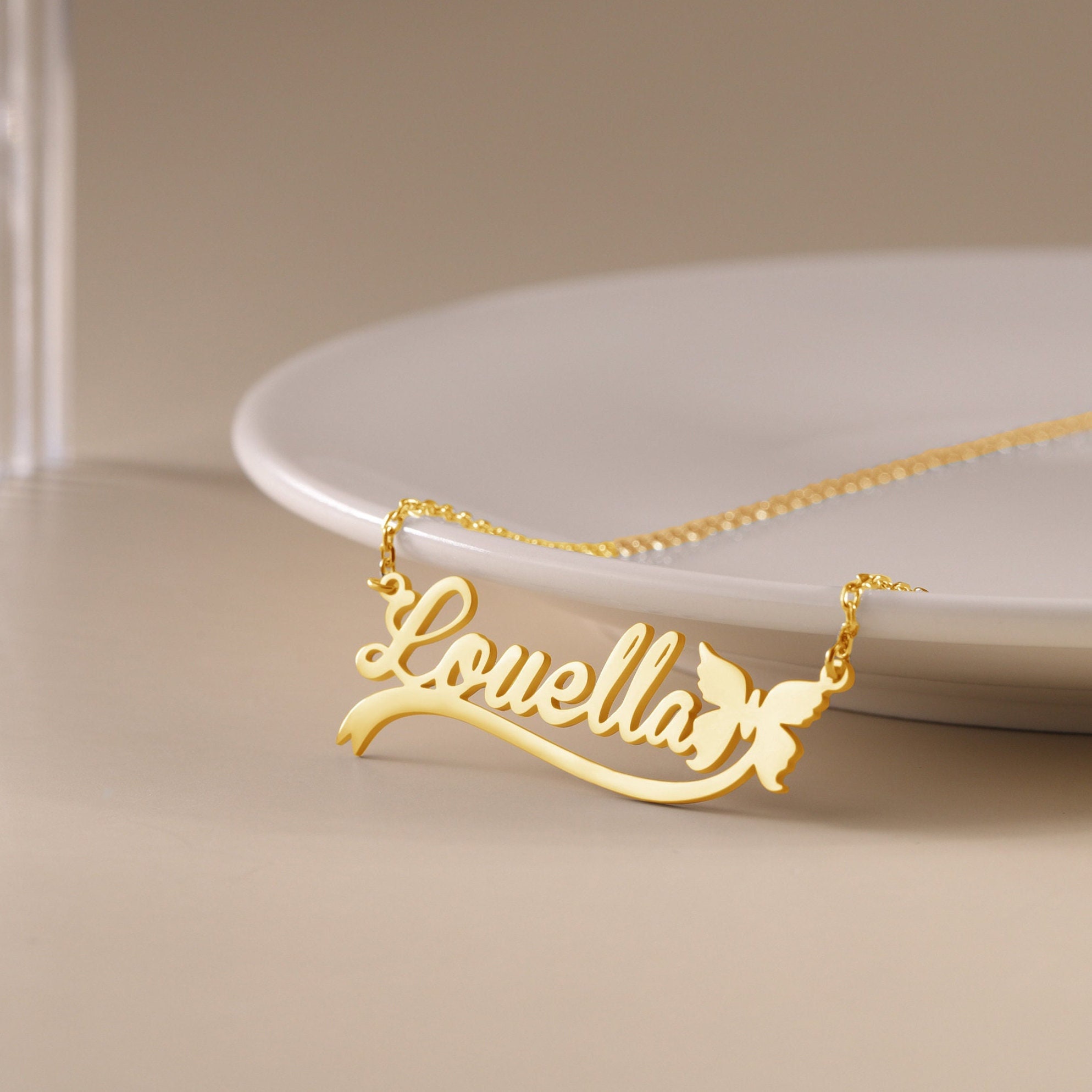 Necklace with name and butterfly discount