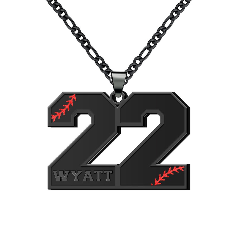 Customized Engraved Sport Number Necklace with NameBaseball Lace NecklacePersonalized Lucky PendantSoftball and Sports Team Number image 9