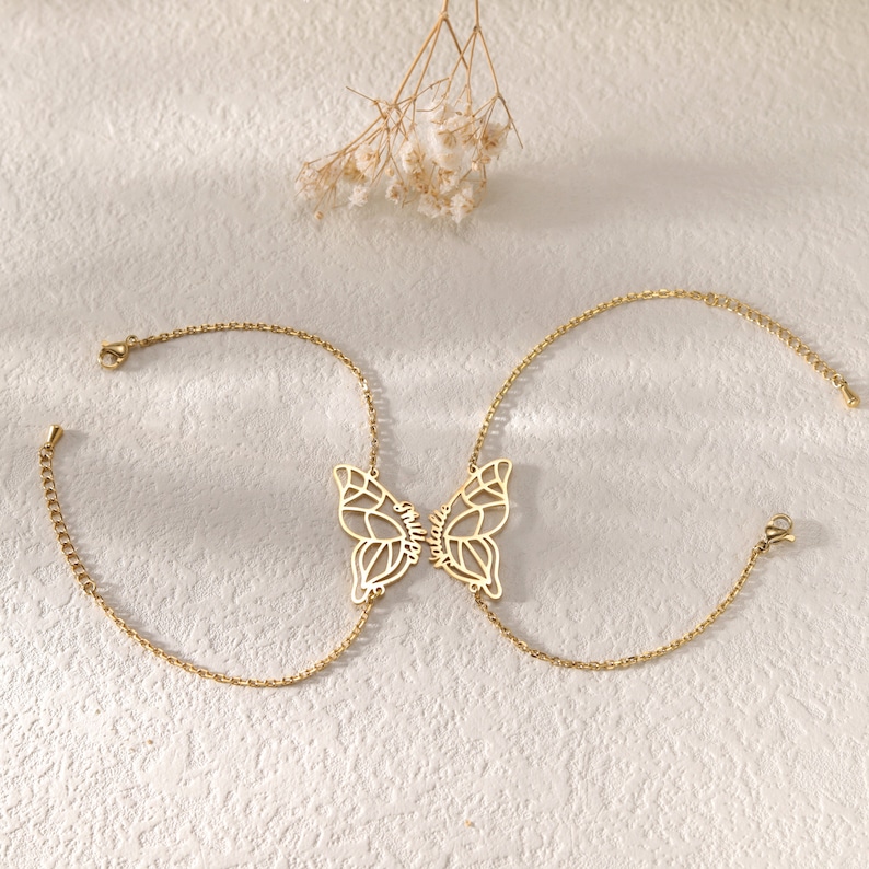 Custom Two Butterfly Braceletsbest Friends Bracelet Etsy
