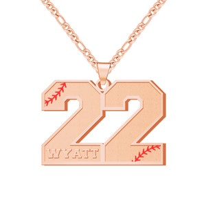 Customized Engraved Sport Number Necklace with NameBaseball Lace NecklacePersonalized Lucky PendantSoftball and Sports Team Number image 8