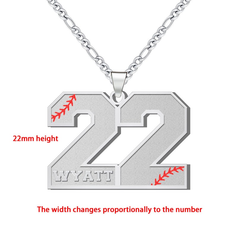 Customized Engraved Sport Number Necklace with NameBaseball Lace NecklacePersonalized Lucky PendantSoftball and Sports Team Number image 7