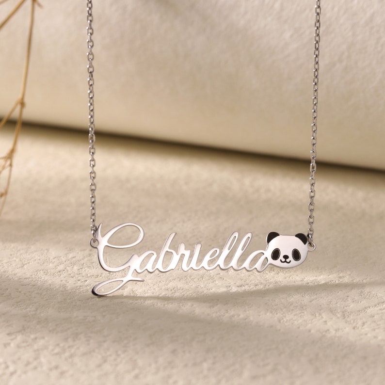 Customized Panda Bear Necklace With Namepersonalized Panda - Etsy