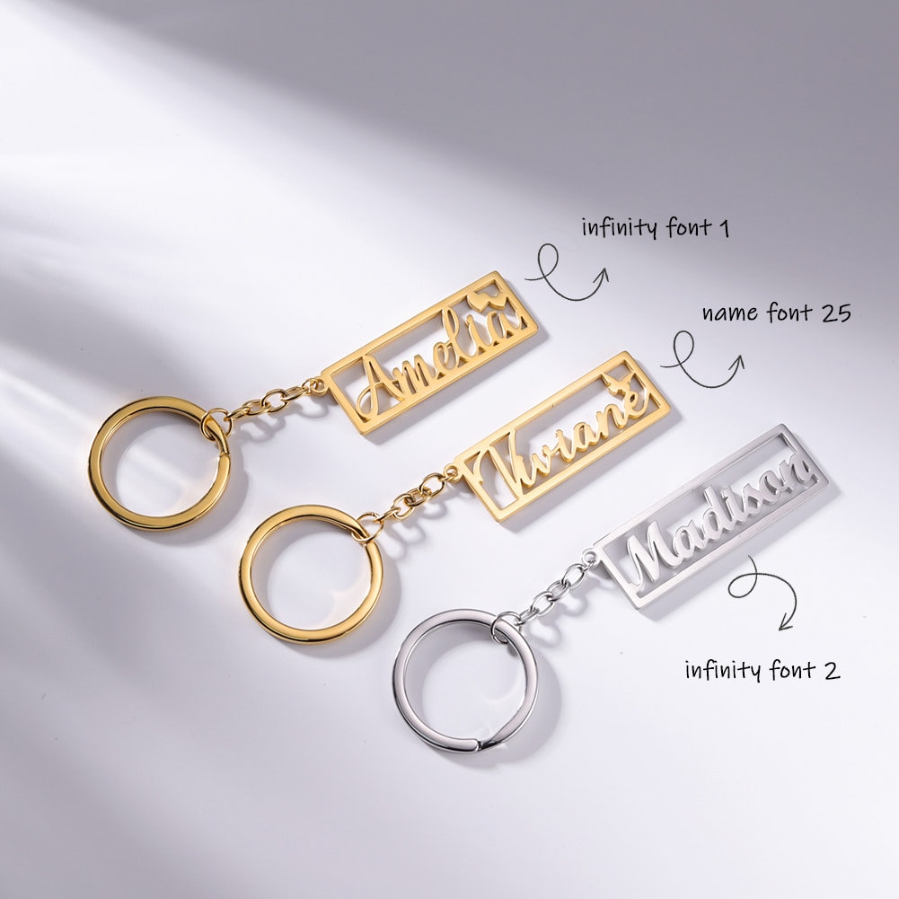 Personalized Name Keychain With Crowncustom Letter Keychaincar Keys Keychainname Key Chain With Multiple Fontsbirthday Gift for Women Etsy