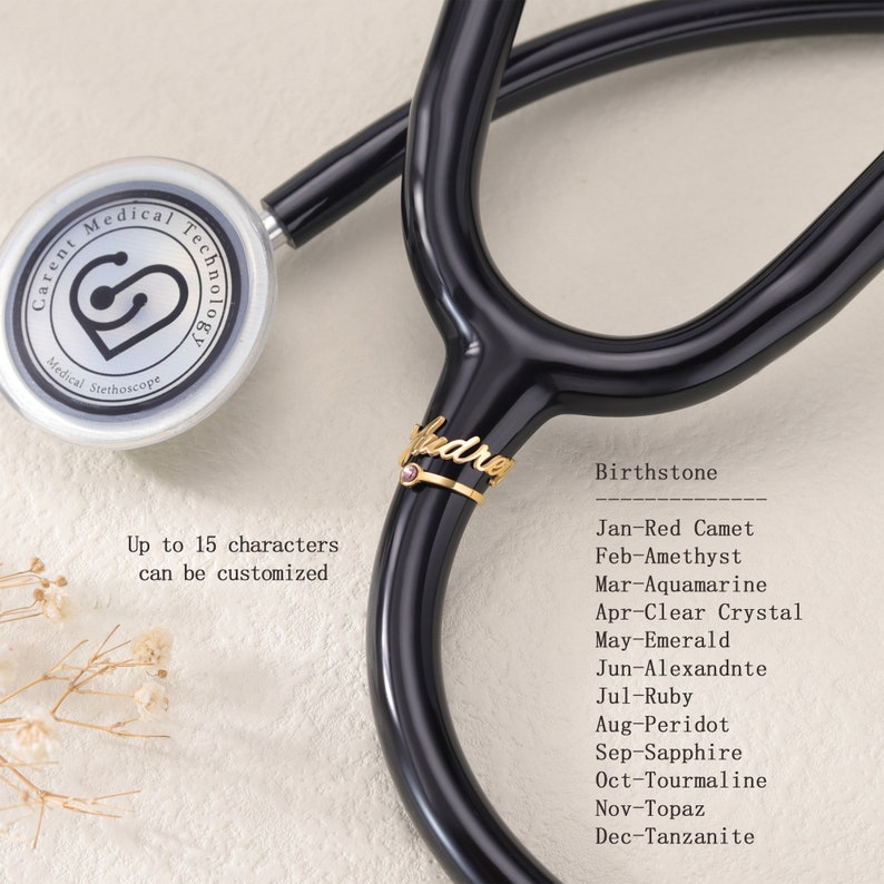 Médaille nominative personnalisée stéthoscope avec fleur de naissance et pierre de naissanceÉtiquette d'identification stéthoscopeCharme stéthoscopeCadeau pour l'obtention du diplôme d'infirmièreCadeau infirmière image 6