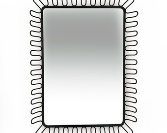 Vintage Black Mandal Wall Mirror With Undulating Loops