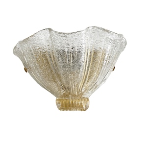 Large Barovier Toso Murano Glass Clam Sconce - 3 Available