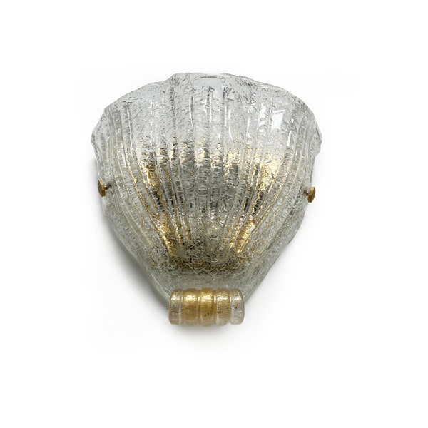 Vintage Clam Shaped Murano Glass Sconce
