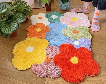 About Flowers - Spring Artistic Fluffy Tufted Rug Carpet | Handmade Custom Rug | Livingroom Bedroom Rug | Aesthetic Rug| Easter Gift for Her