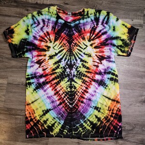 Heart hand dyed tie dye tshirt. Size Large