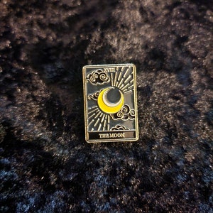Tarot card enamel pin. The moon, the sun, the star, death, and wheel of fortune