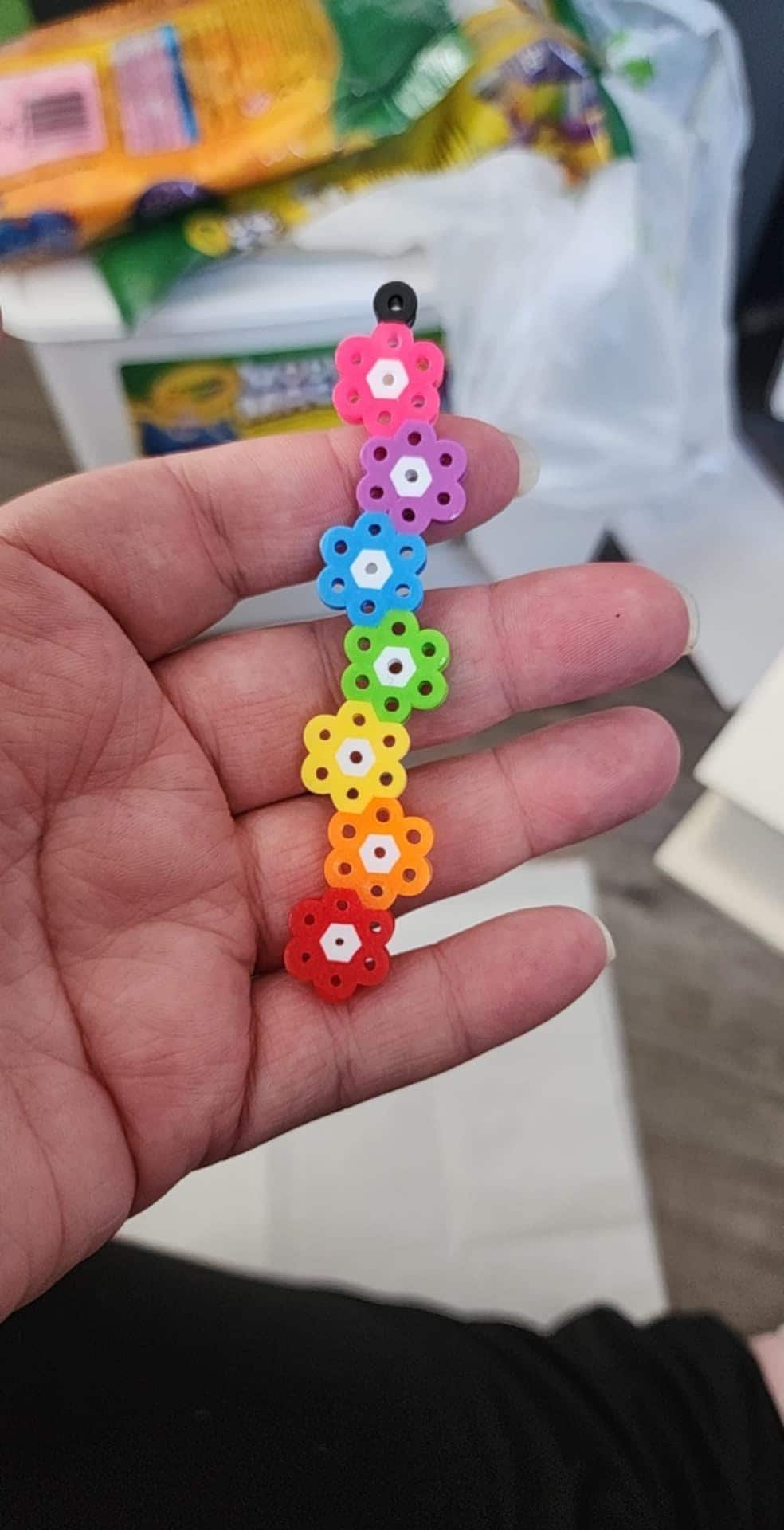 Rainbow Flower Perler Bead Keychain - Etsy Finland