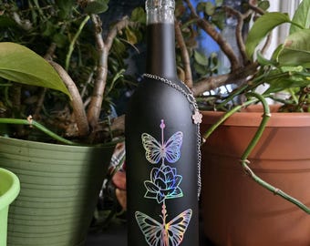Floral butterfly incense burner bottle