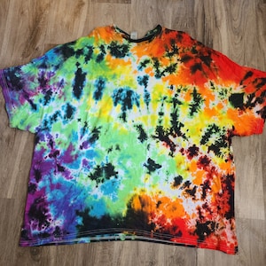 MADE TO ORDER Rainbow scrunch hand dyed tie dye tshirt. Sizes small-5xl available
