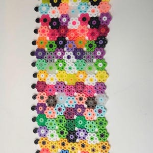 Flower perler bead keychain