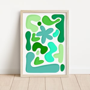 Bright vivid colorful abstract print, retro wall art, green funky abstract art, printable fun art, dining room art, kids bedroom art