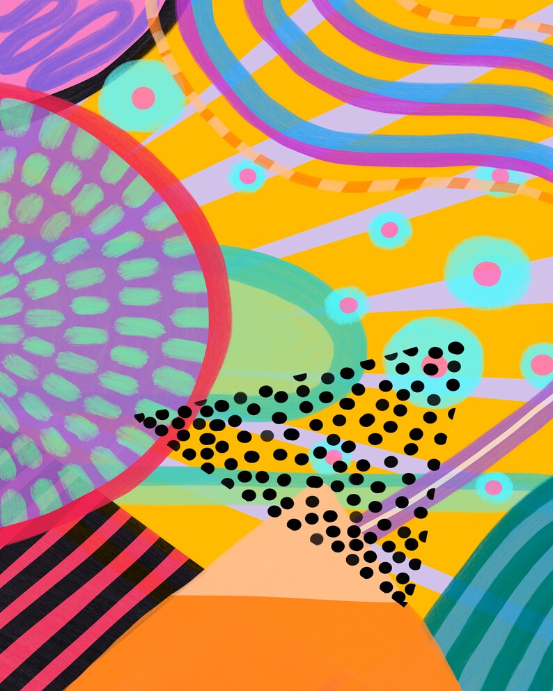 Gallery Wall Prints, Set of Vivid Prints, Colorful Wall Art, Abstract