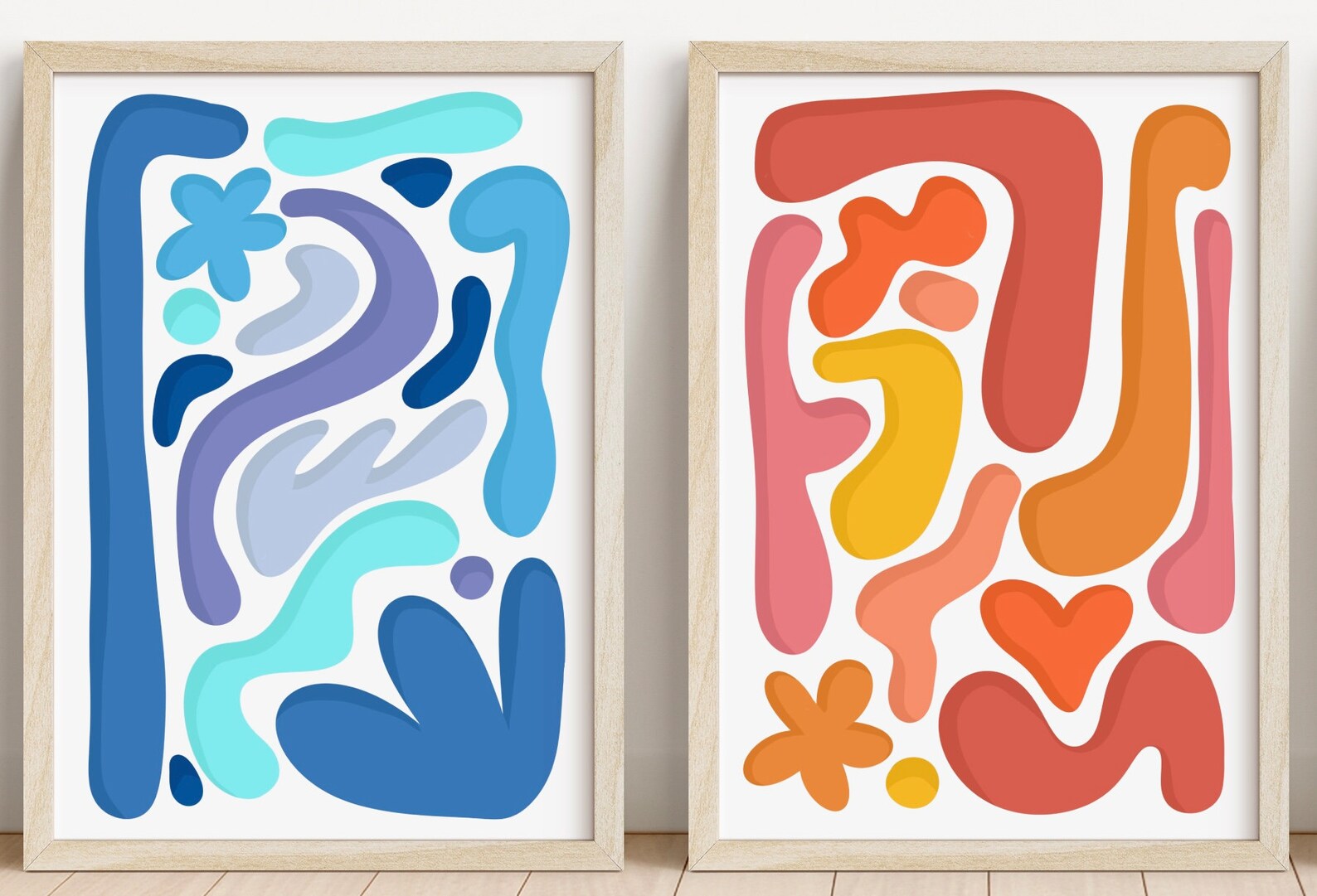 Gallery Wall Prints, Set of Vivid Prints, Colorful Wall Art, Abstract