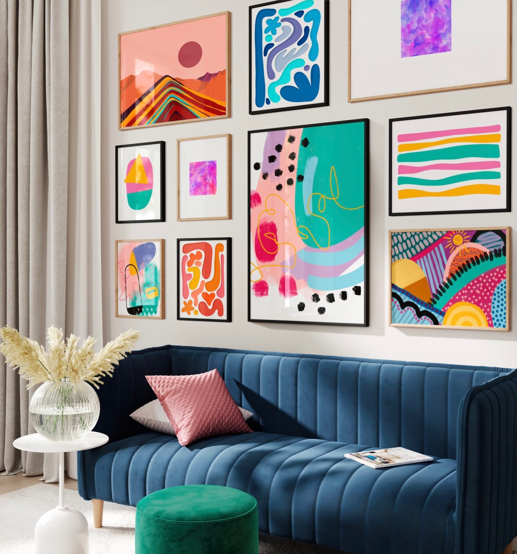 Gallery Wall Prints Set of Vivid Prints Colorful Wall Art Etsy