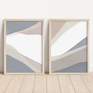 2 piece art prints, abstract poster set, bedroom wall art, pink beige wall art, dining room art, minimalist contemporary art, printable art