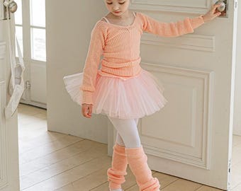 Set van 2 gebreide ballettop met pullover en beenwarmer voor meisjes | Ballerina:
