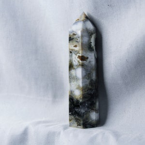 Stunning Ocean Jasper Tower with Quartz Druzy and Rainbows!