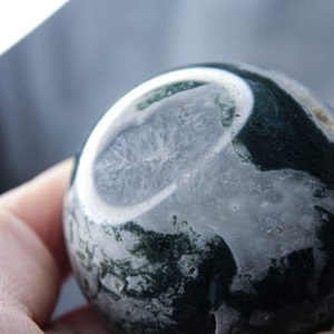 Amazing Moss Agate Sphere with Beautiful Quartz and Druzy Pockets!