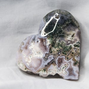 Gorgeous Moss Agate Heart Carving