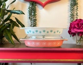 Vintage Pyrex Snowflake Divided Casserole Pink Daisy Oval Baking Dish With Lid Pink Pyrex Turquoise Vintage Casserole Dishes 1.5 Quart