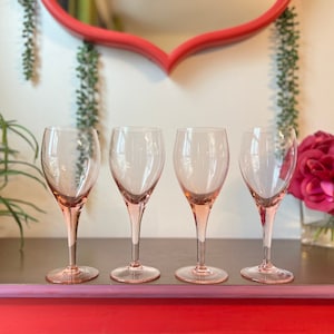 Vintage Tiffan-Franciscan Revelation Pink Wine Glasses | Set of 4 Fine Lead Crystal Glasses | Wedding Bridal Shower Gift