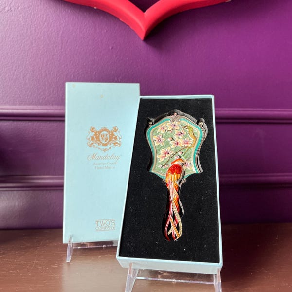 Vintage Two Company Austrian Crystal Hand Mirror, Mandalay Box