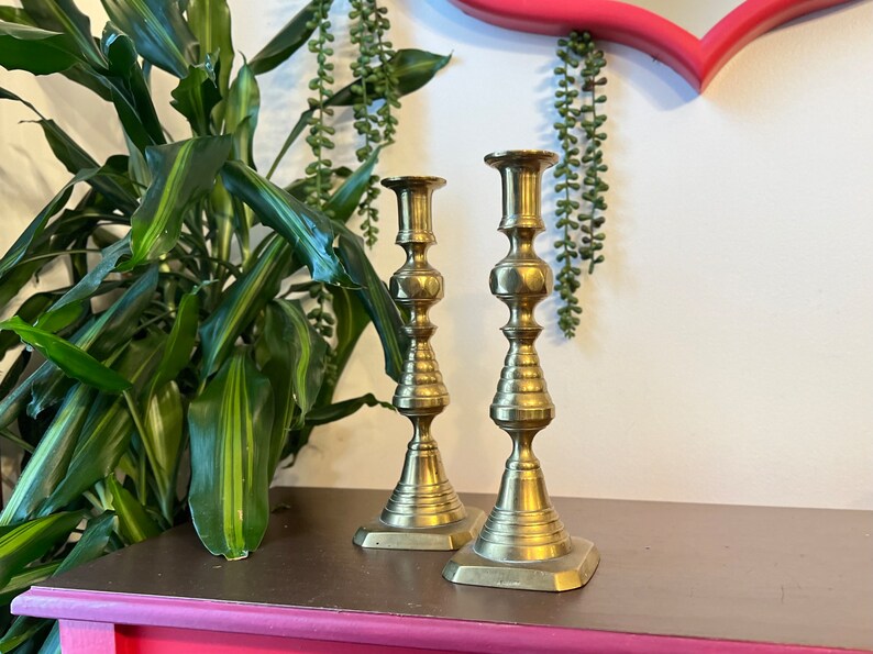 Antique Brass Victorian Candlesticks Made in England Stamped Etsy