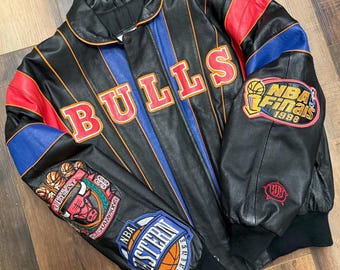 Vintage Jeff Hamilton Chicago Bulls 3peat Leather Jacket (size