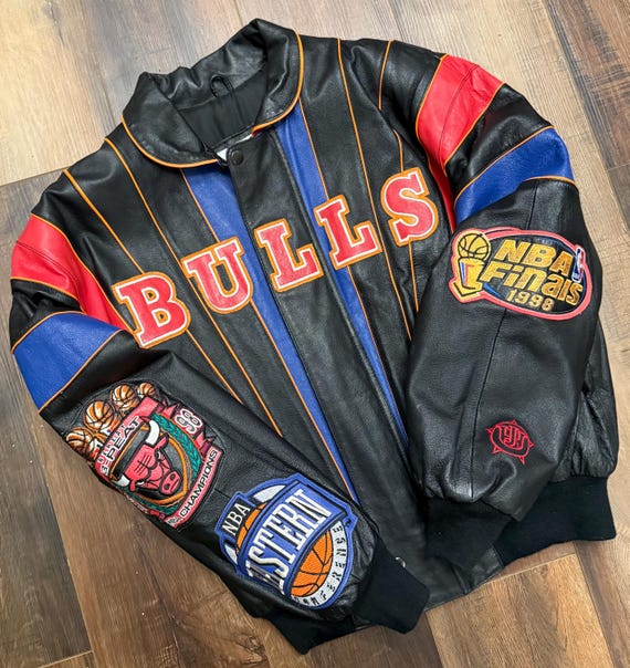 Vintage Jeff Hamilton Chicago Bulls 3peat Leather Jacket (size