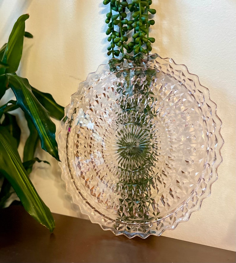 Vintage Pink Depression Glass Serving Platter Holiday Button