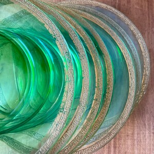 Vintage Green Depression Glass Plates | Green Uranium Glass Plates Set of 8 | Antique Depression Glass Lunch Plates | Glowing Uranium Plates