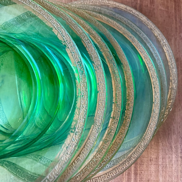 Green Glass Plates Etsy
